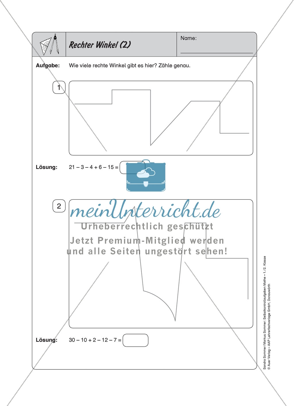 Selbstkontrollaufgaben zum Thema Geometrie mit Lösungen. Preview 6