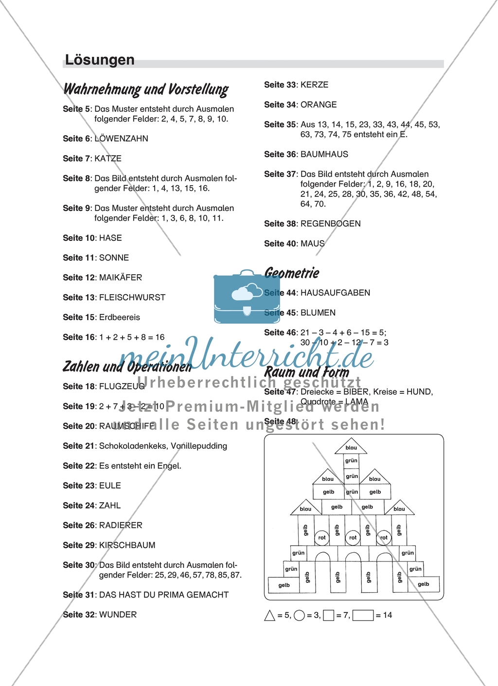 Selbstkontrollaufgaben zum Thema Geometrie mit Lösungen. Preview 7