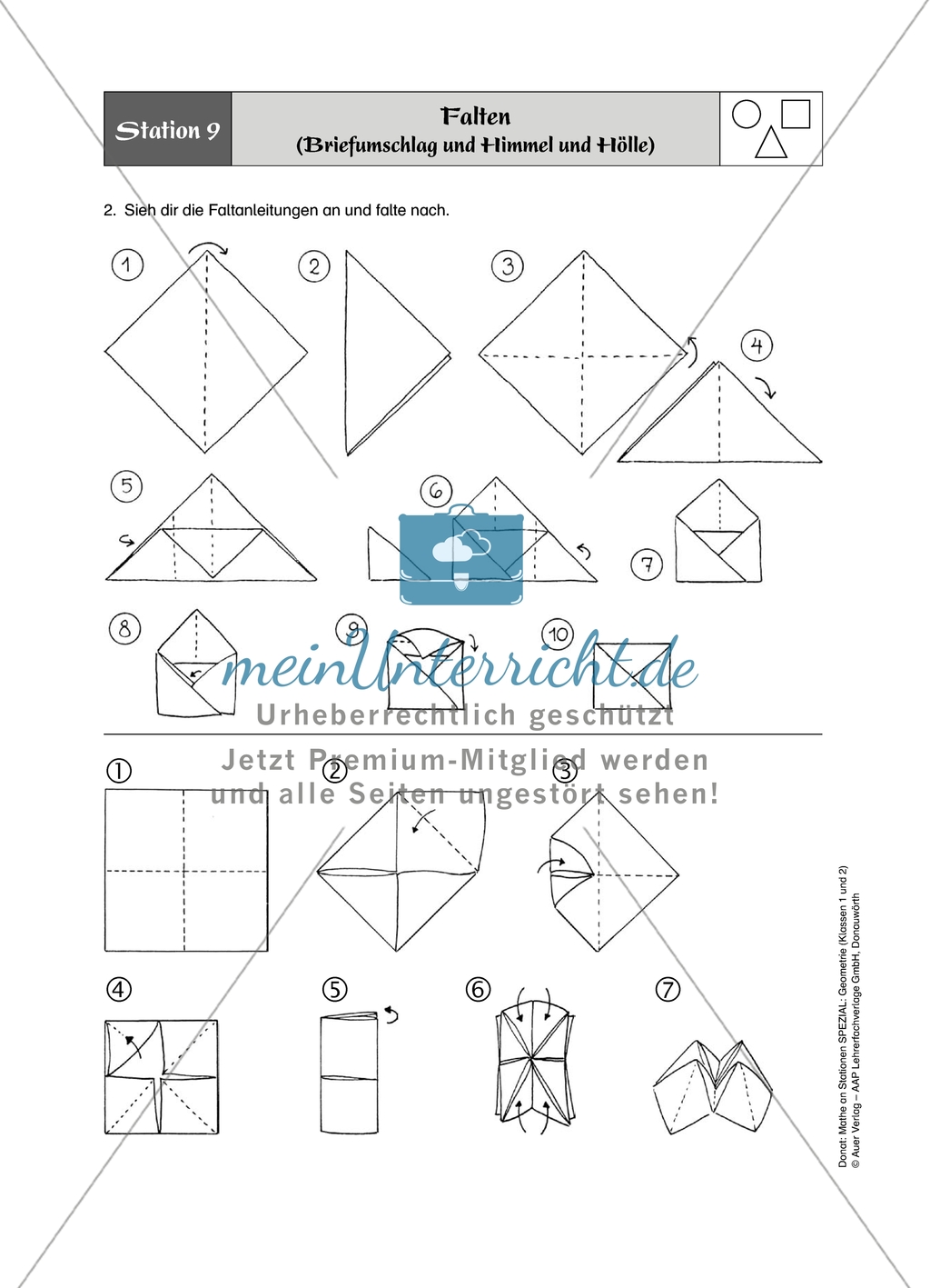 Aufgaben für eine Stationsarbeit zum Thema: Geometrische Formen mit einer Materialaufstellung, einem Laufzettel und den Lösungen. Preview 12