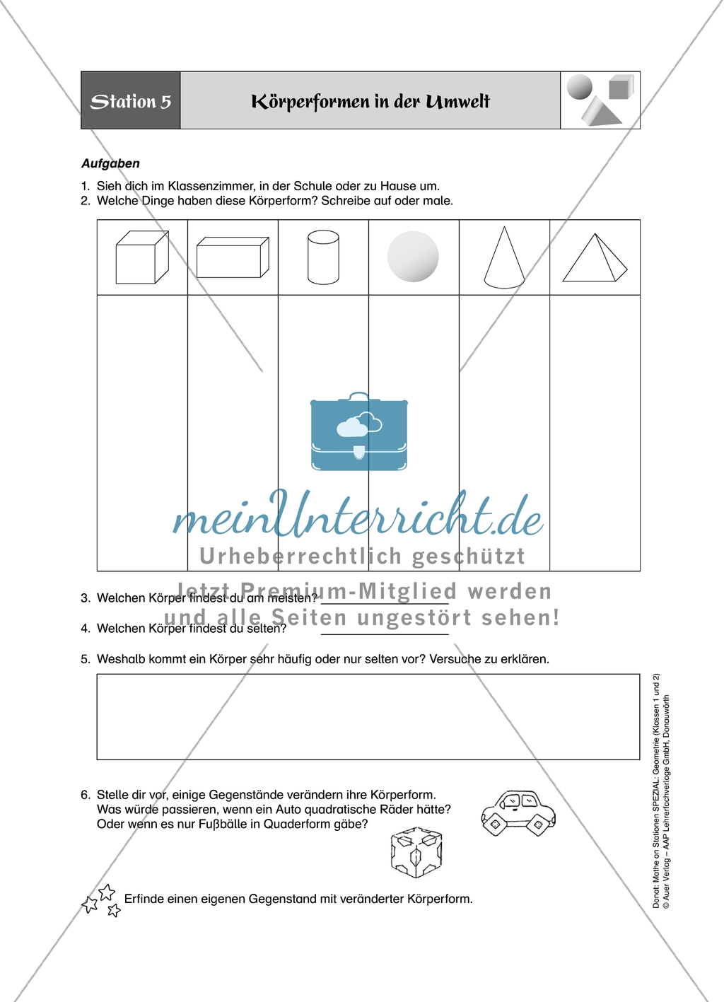 Aufgaben für eine Stationsarbeit zum Thema:
