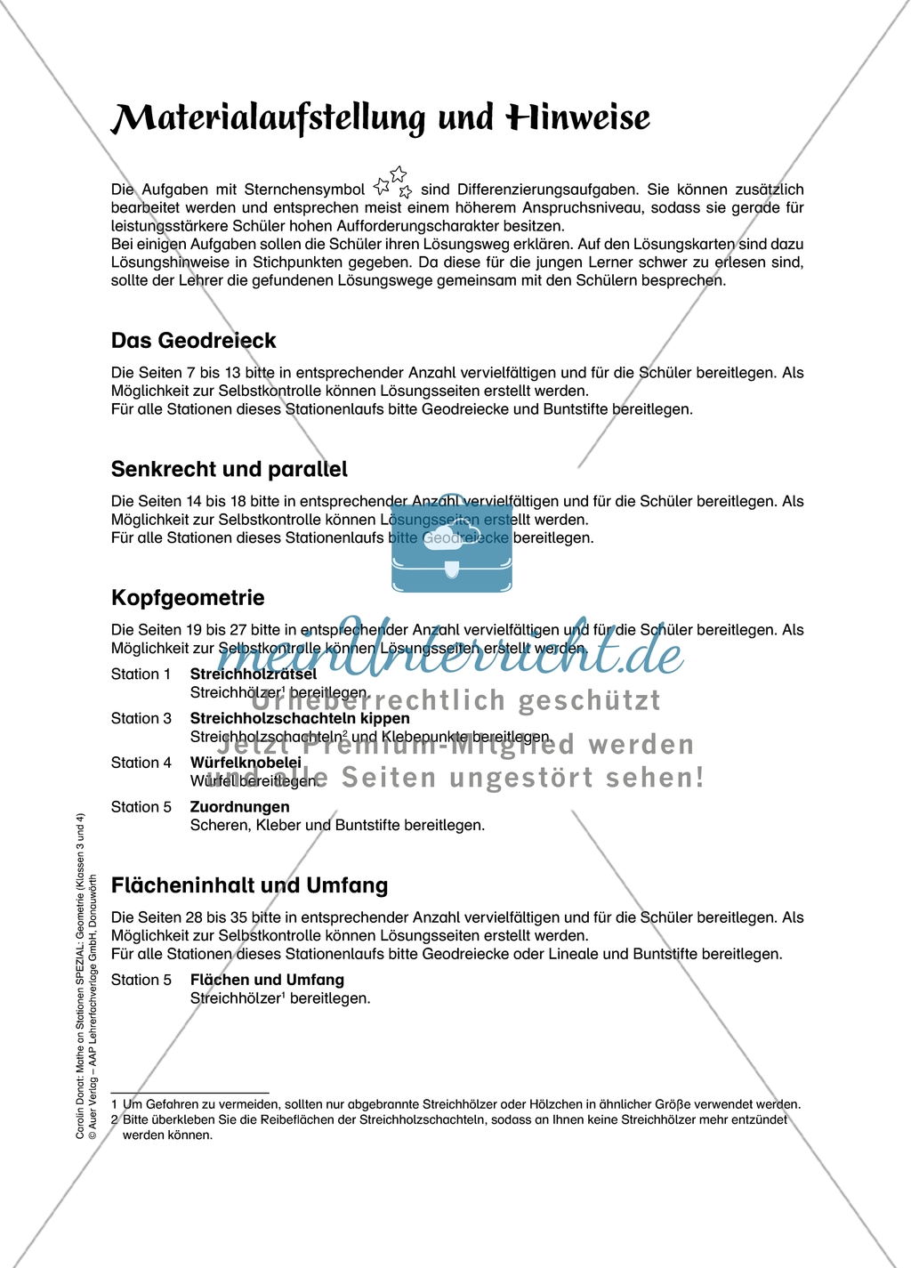 Aufgaben für eine Stationsarbeit zum Thema: