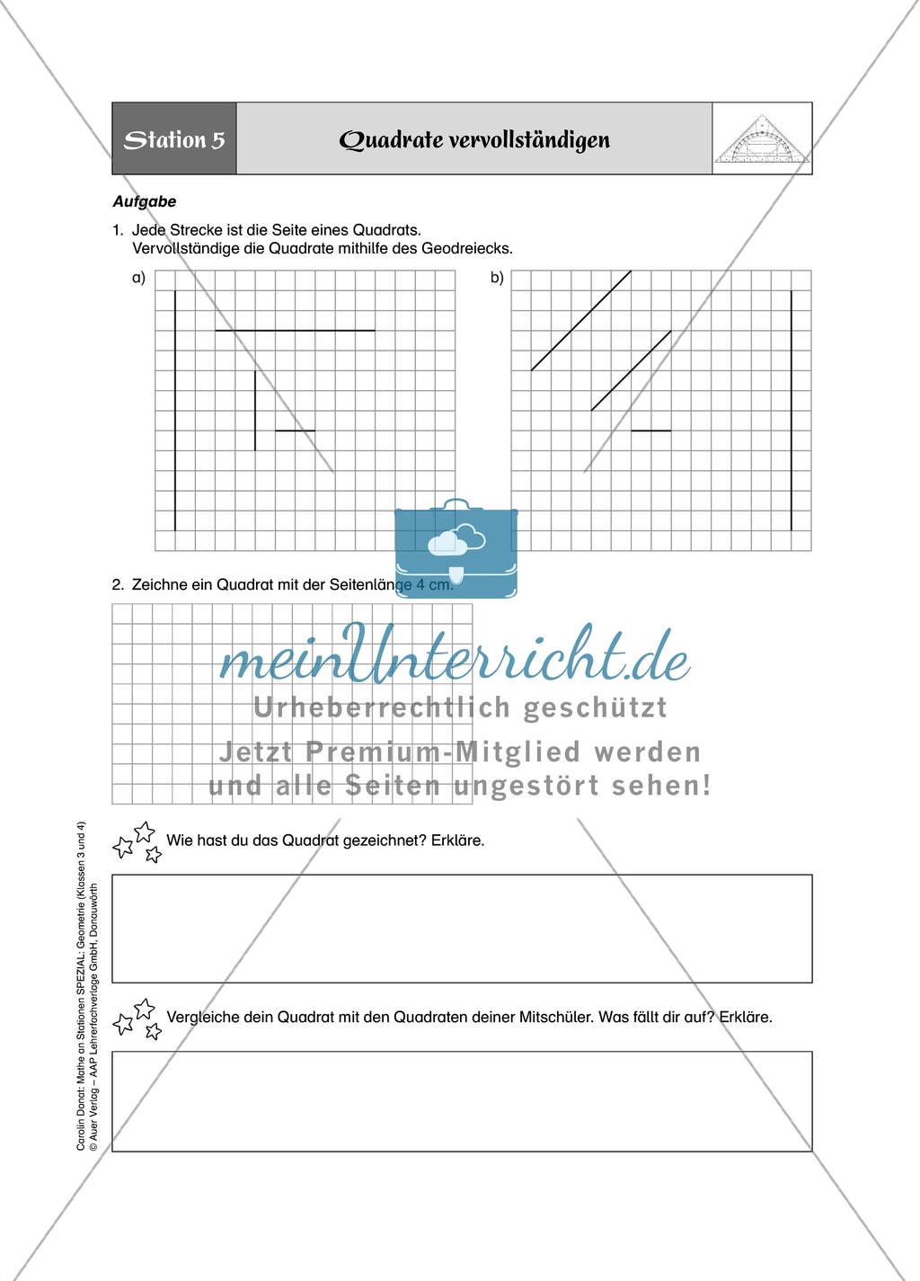 Aufgaben für eine Stationsarbeit zum Thema: