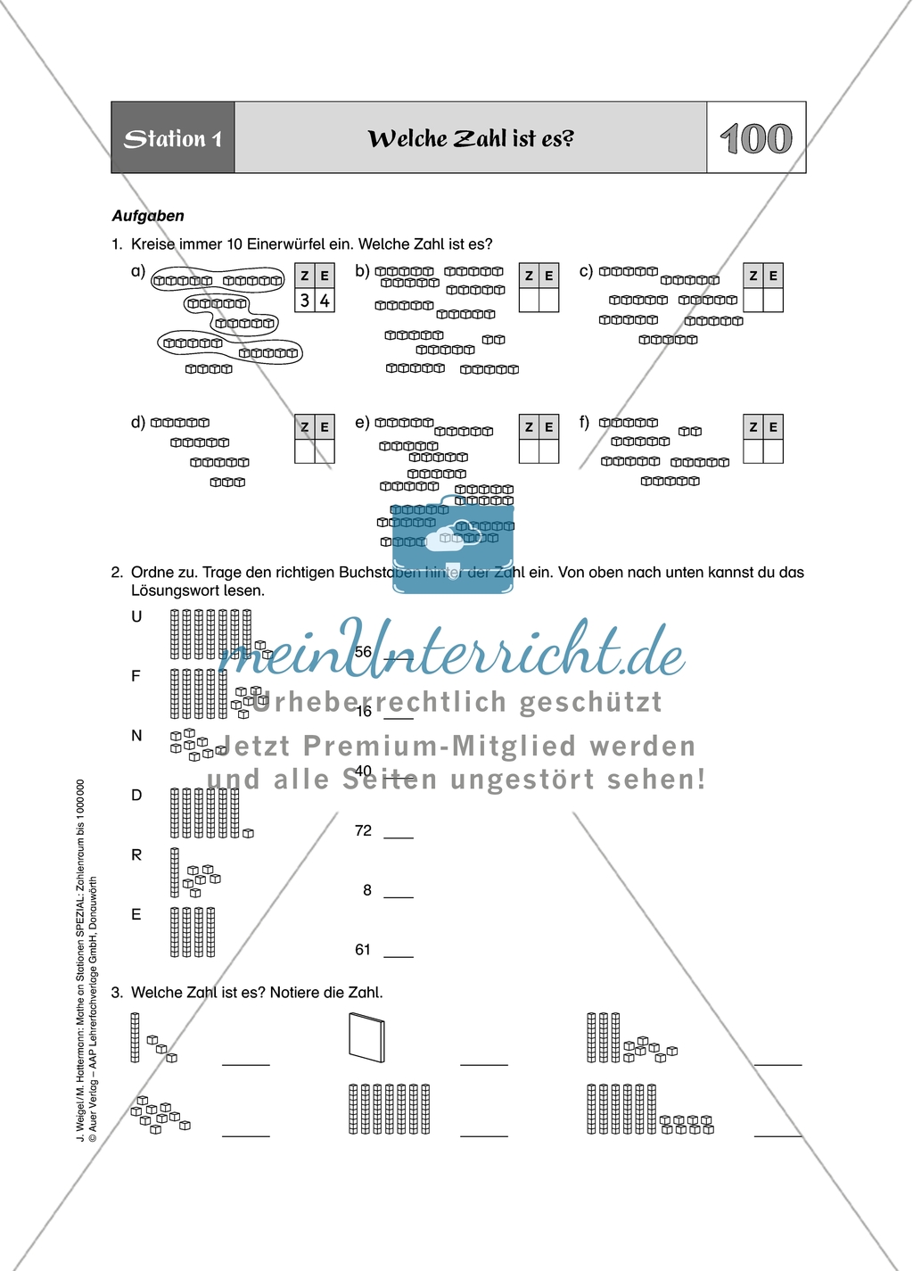 Aufgaben für eine Stationsarbeit zum Thema: