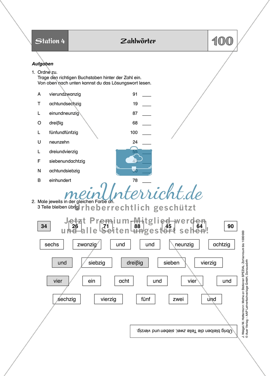Aufgaben für eine Stationsarbeit zum Thema: