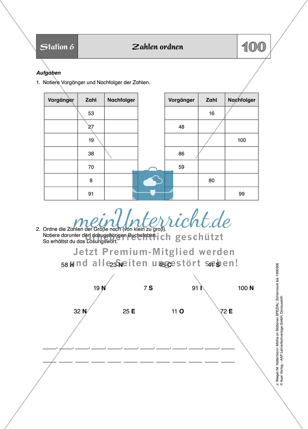 Aufgaben für eine Stationsarbeit zum Thema: