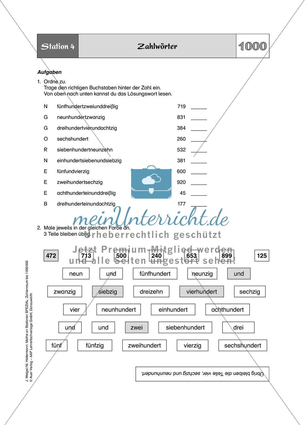 Aufgaben für eine Stationsarbeit zum Thema:
