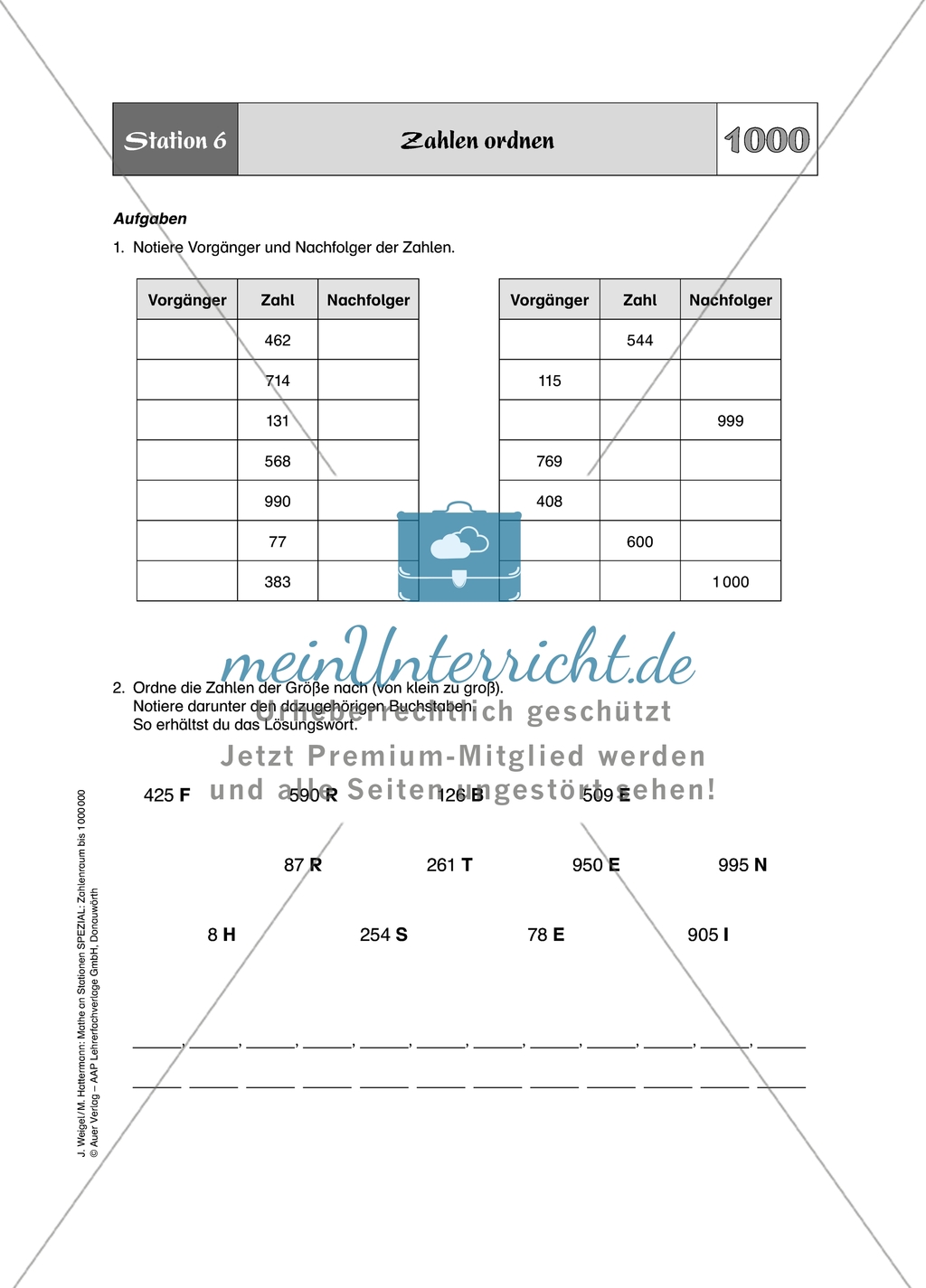 Aufgaben für eine Stationsarbeit zum Thema: