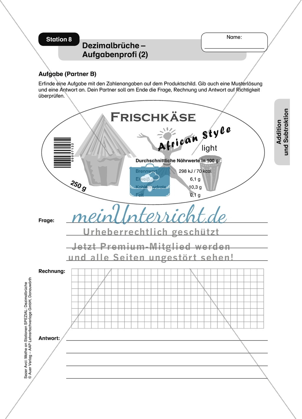 Aufgaben für eine Stationsarbeit zum Thema: