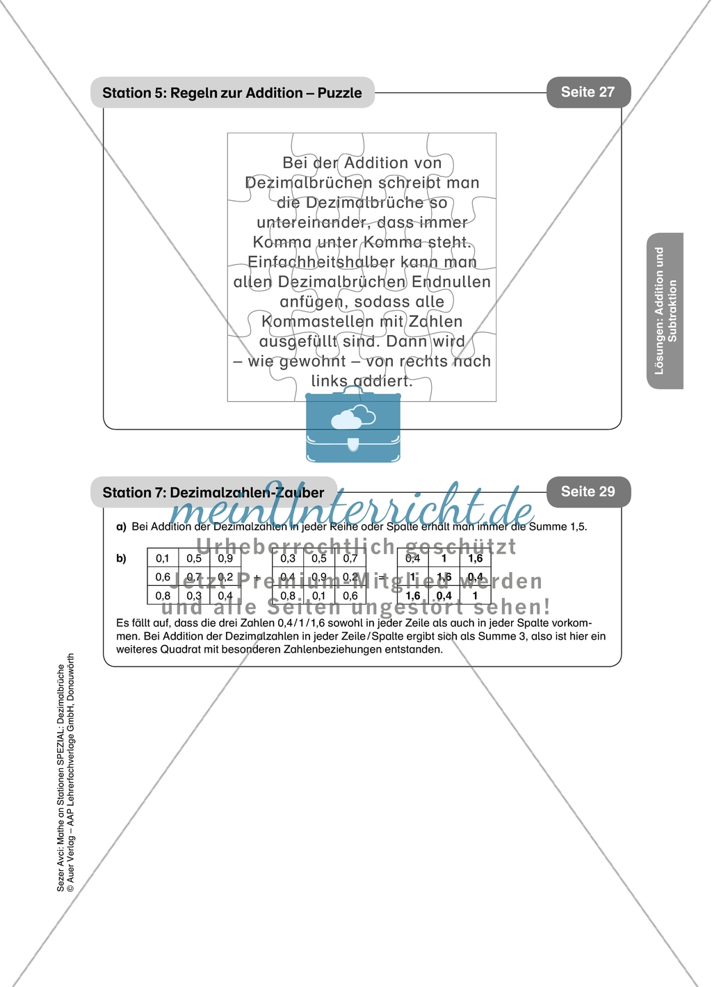 Aufgaben für eine Stationsarbeit zum Thema: