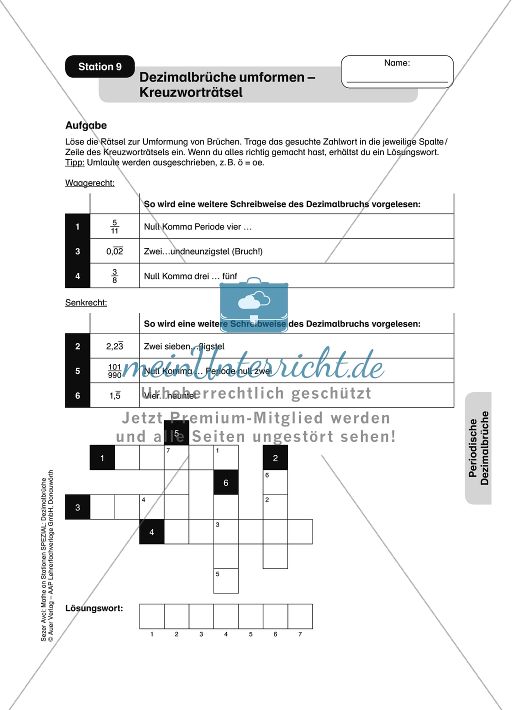 Aufgaben für eine Stationsarbeit zum Thema:
