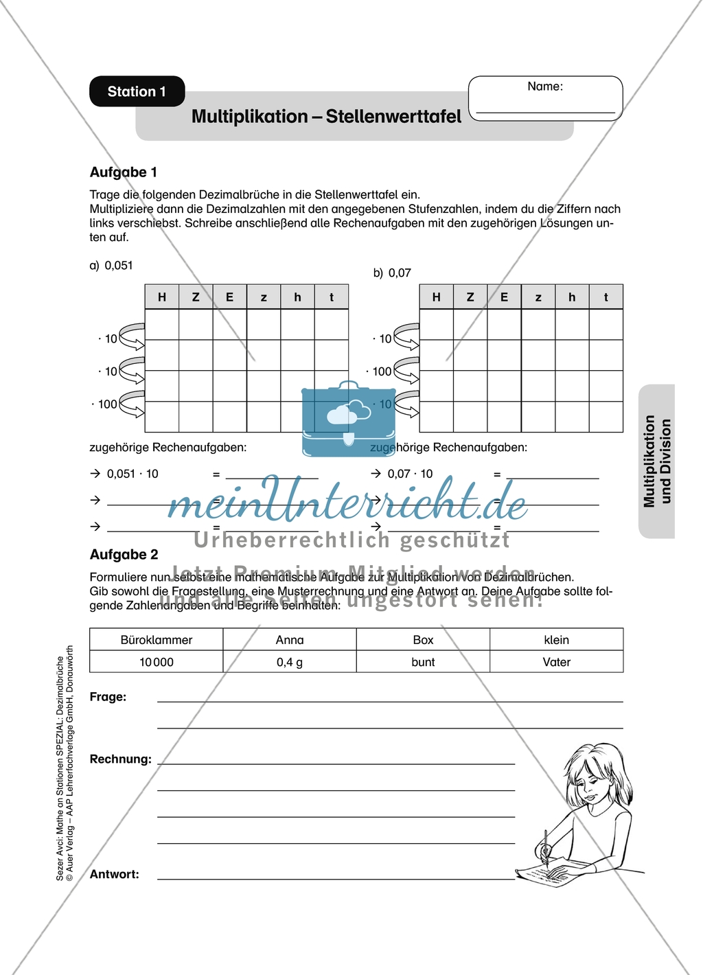 Aufgaben für eine Stationsarbeit zum Thema: