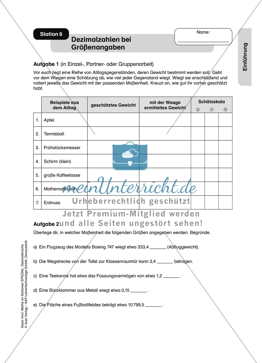 Aufgaben für eine Stationsarbeit zum Thema: