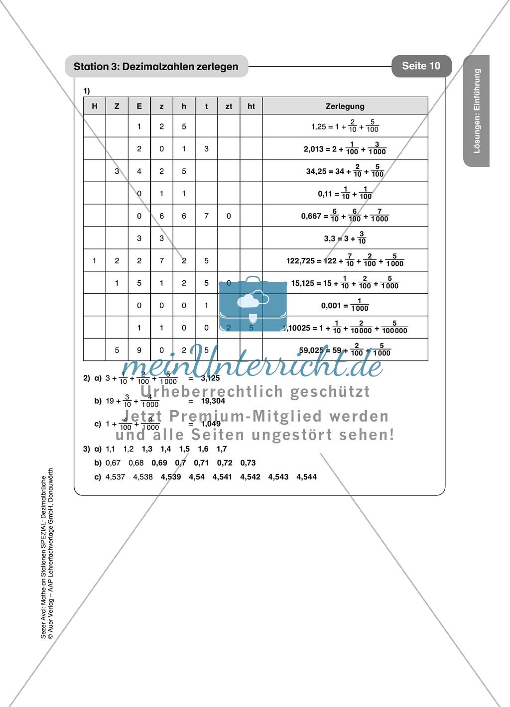 Aufgaben für eine Stationsarbeit zum Thema:
