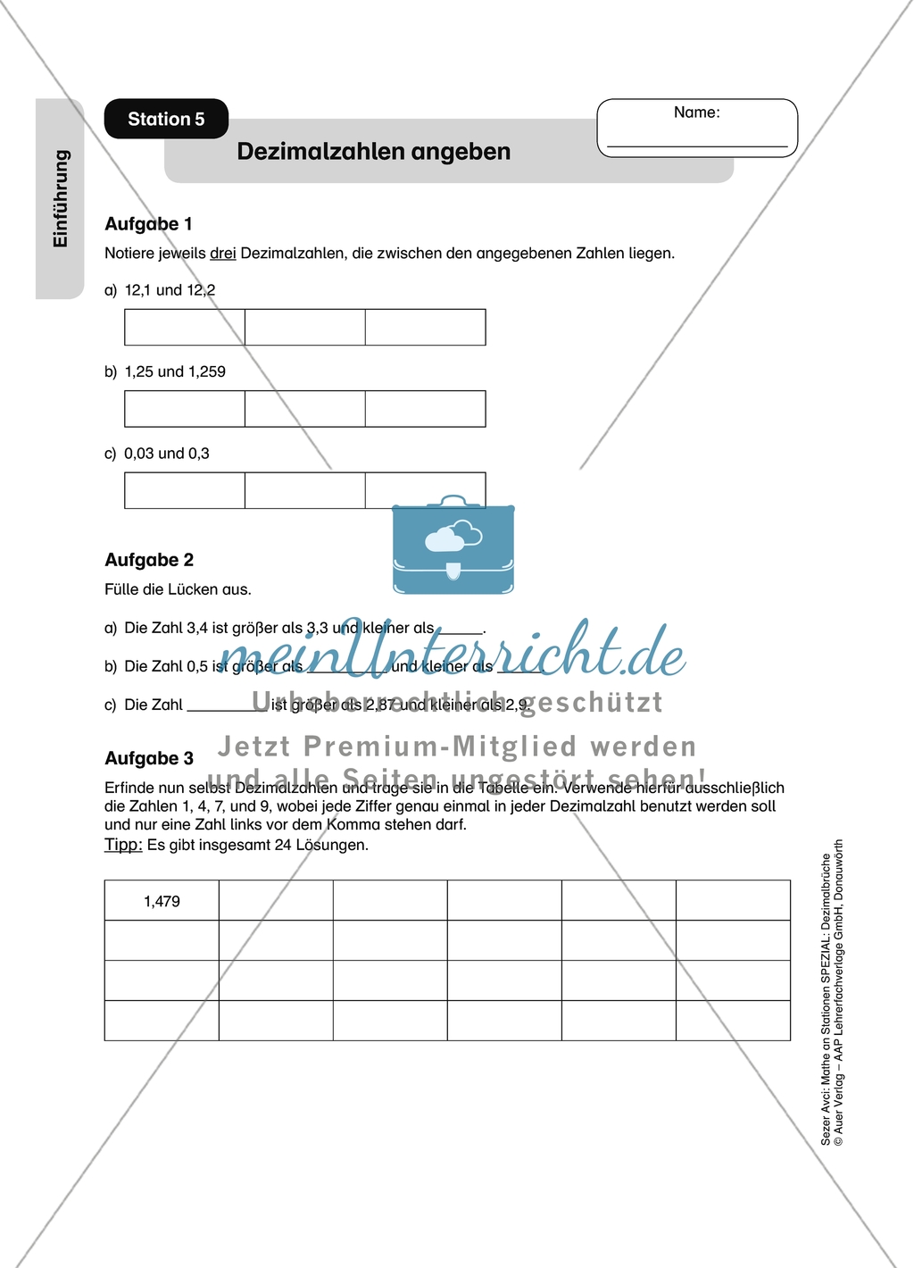 Aufgaben für eine Stationsarbeit zum Thema: