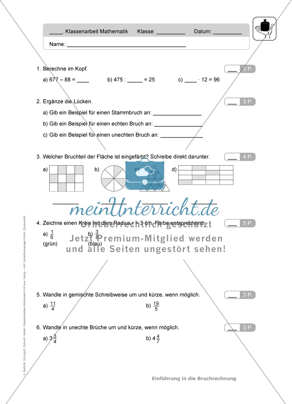 Klassenarbeiten zum Thema: