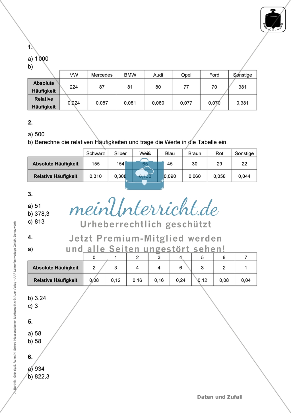 Klassenarbeiten zum Thema: