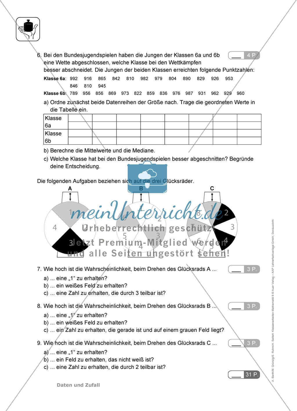 Klassenarbeiten zum Thema: