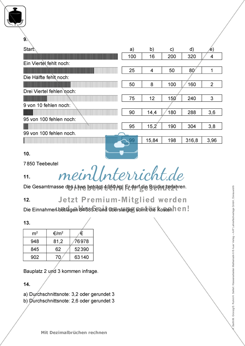 Klassenarbeiten zum Thema: