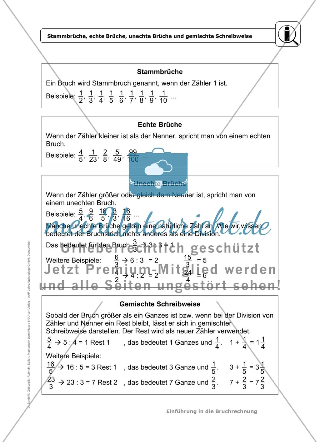 Übungsaufgaben zur Bruchrechnung mit erhöhtem Schwierigkeitsgrad. Preview 3