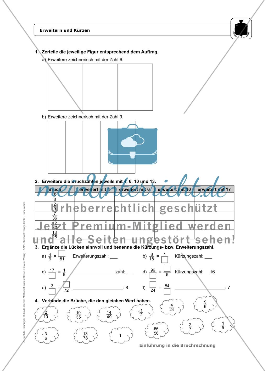 Übungsaufgaben zur Bruchrechnung mit erhöhtem Schwierigkeitsgrad. Preview 8