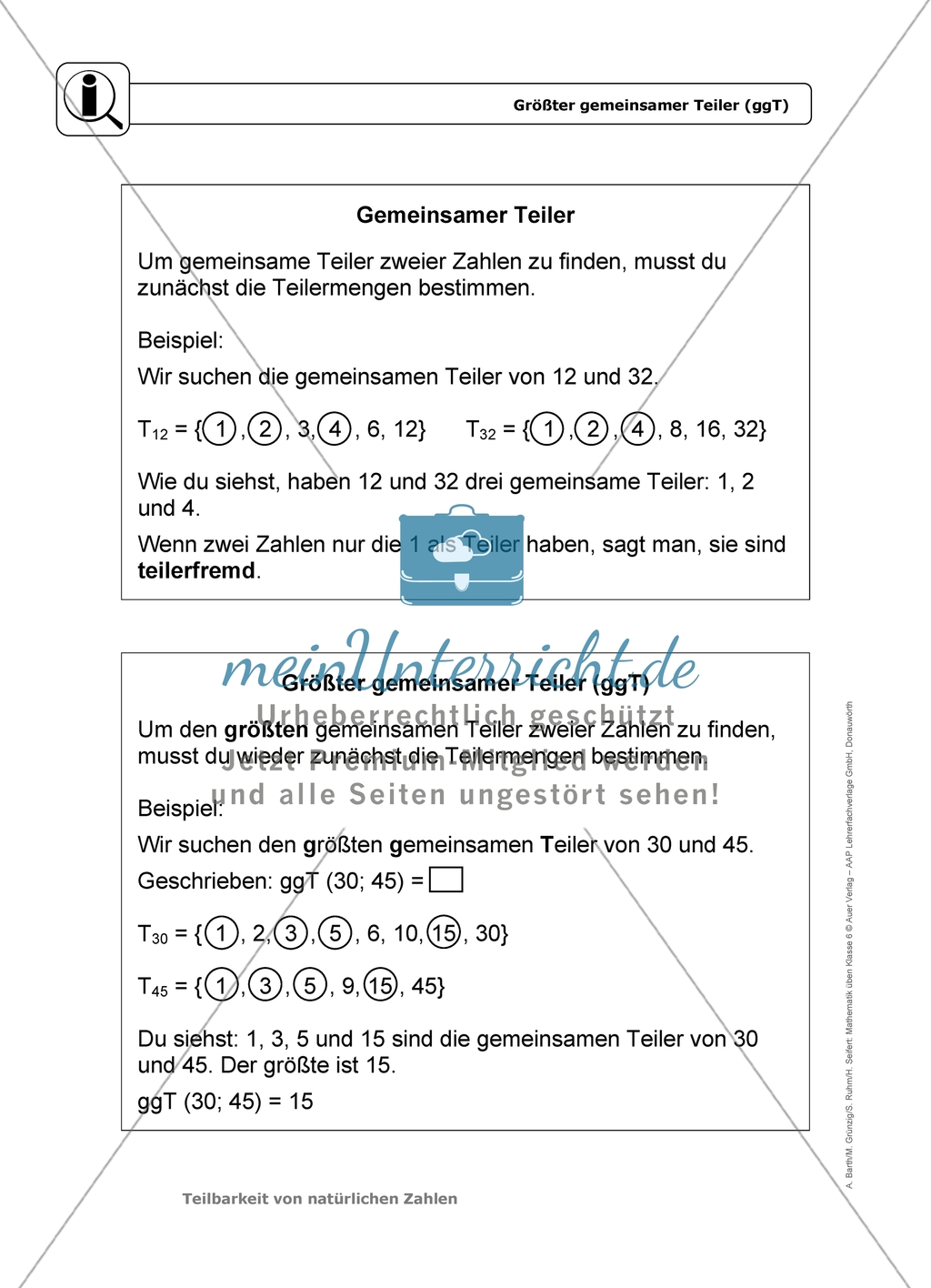 einfache Übungsaufgaben mit Hinweisen und Lösungen für die Schülerinnen und Schüler zum Thema: