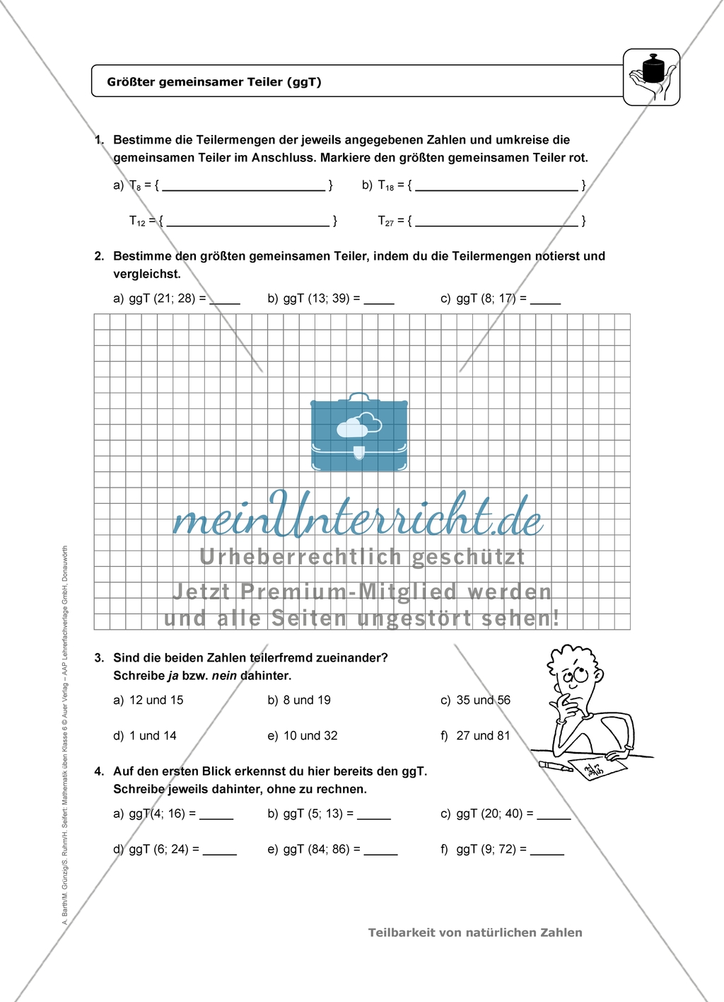 einfache Übungsaufgaben mit Hinweisen und Lösungen für die Schülerinnen und Schüler zum Thema: