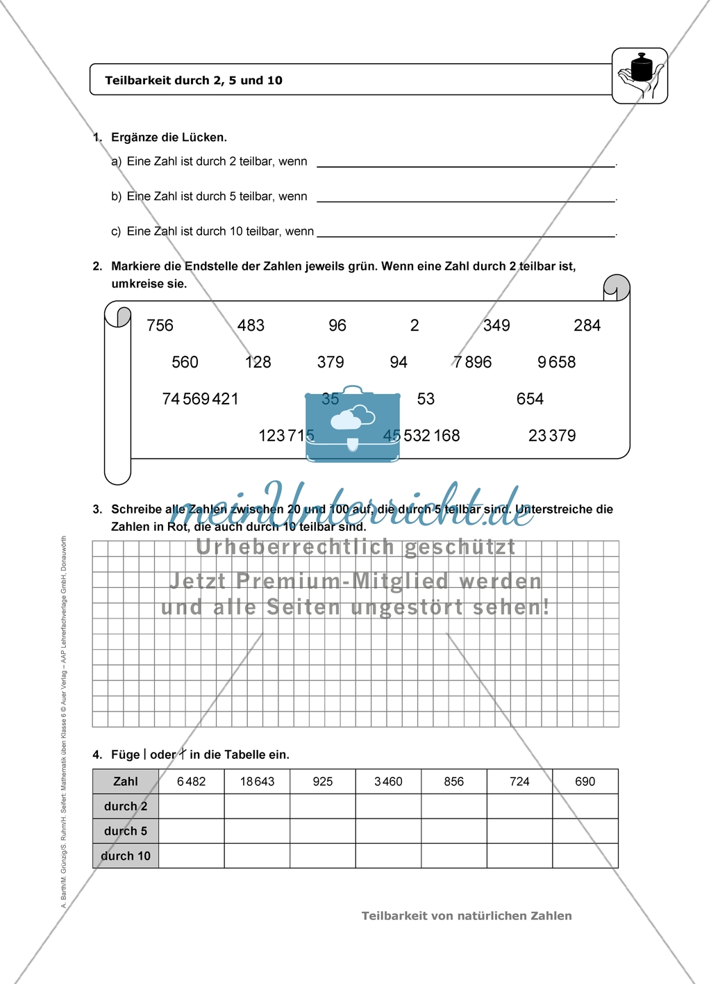 einfache Übungsaufgaben mit Hinweisen und Lösungen für die Schülerinnen und Schüler zum Thema: