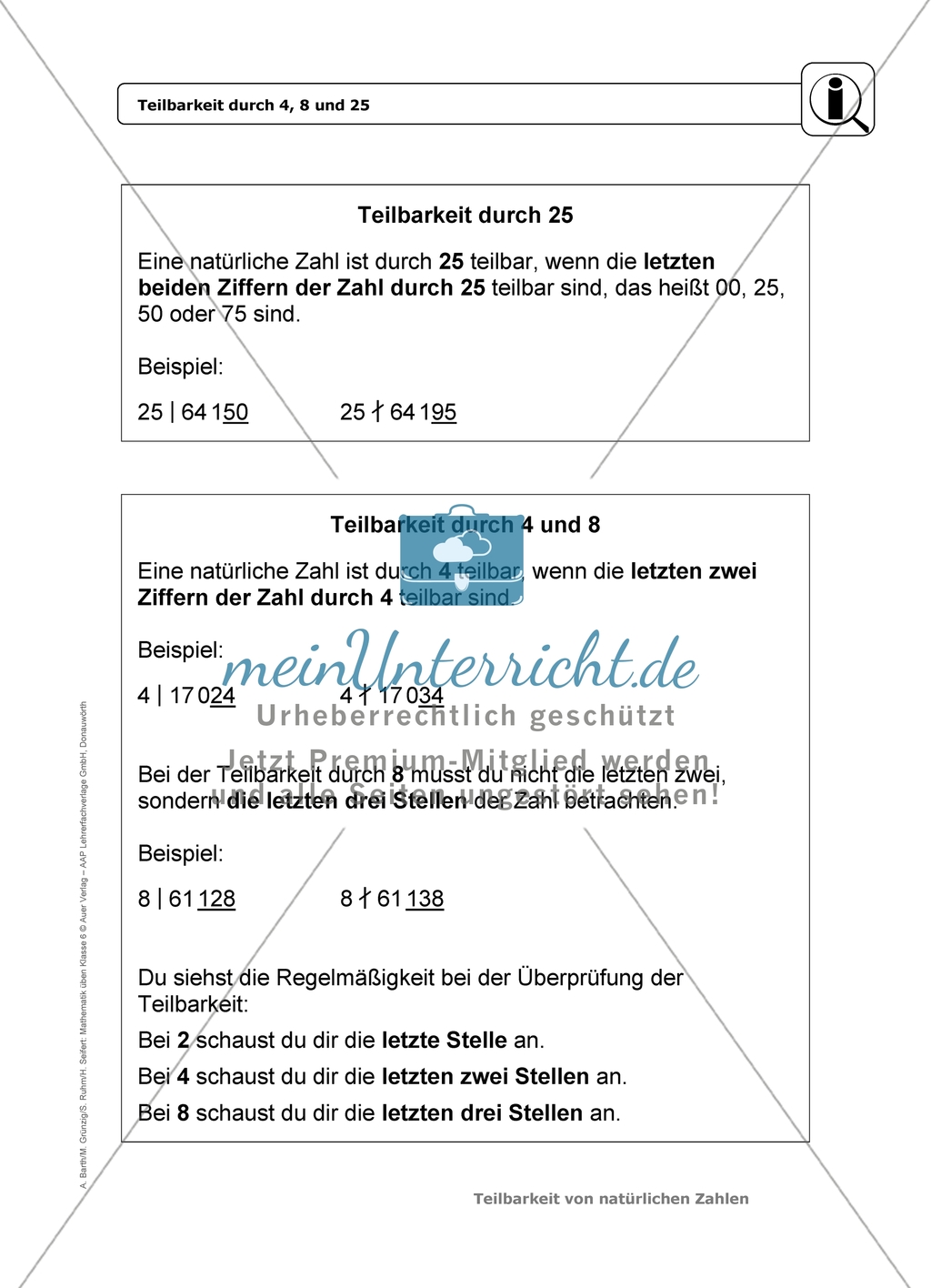 einfache Übungsaufgaben mit Hinweisen und Lösungen für die Schülerinnen und Schüler zum Thema: