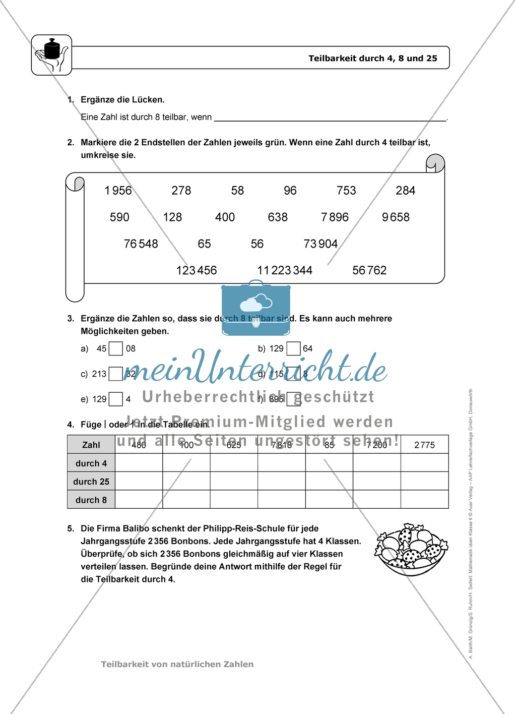 einfache Übungsaufgaben mit Hinweisen und Lösungen für die Schülerinnen und Schüler zum Thema: