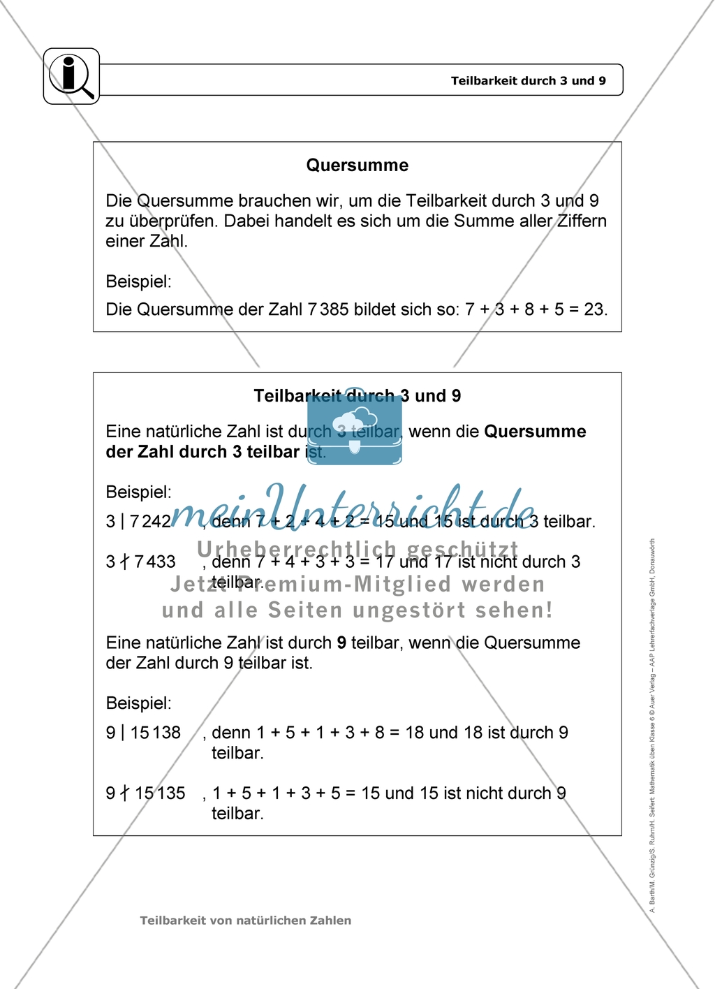einfache Übungsaufgaben mit Hinweisen und Lösungen für die Schülerinnen und Schüler zum Thema: