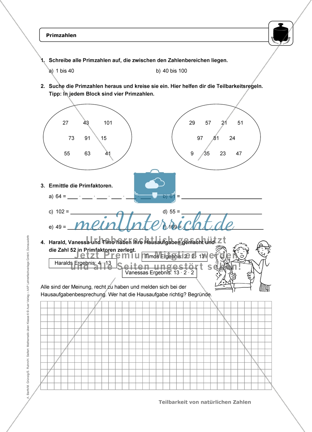 Übungsaufgaben mit Hinweisen und Lösungen für die Schülerinnen und Schüler zum Thema: