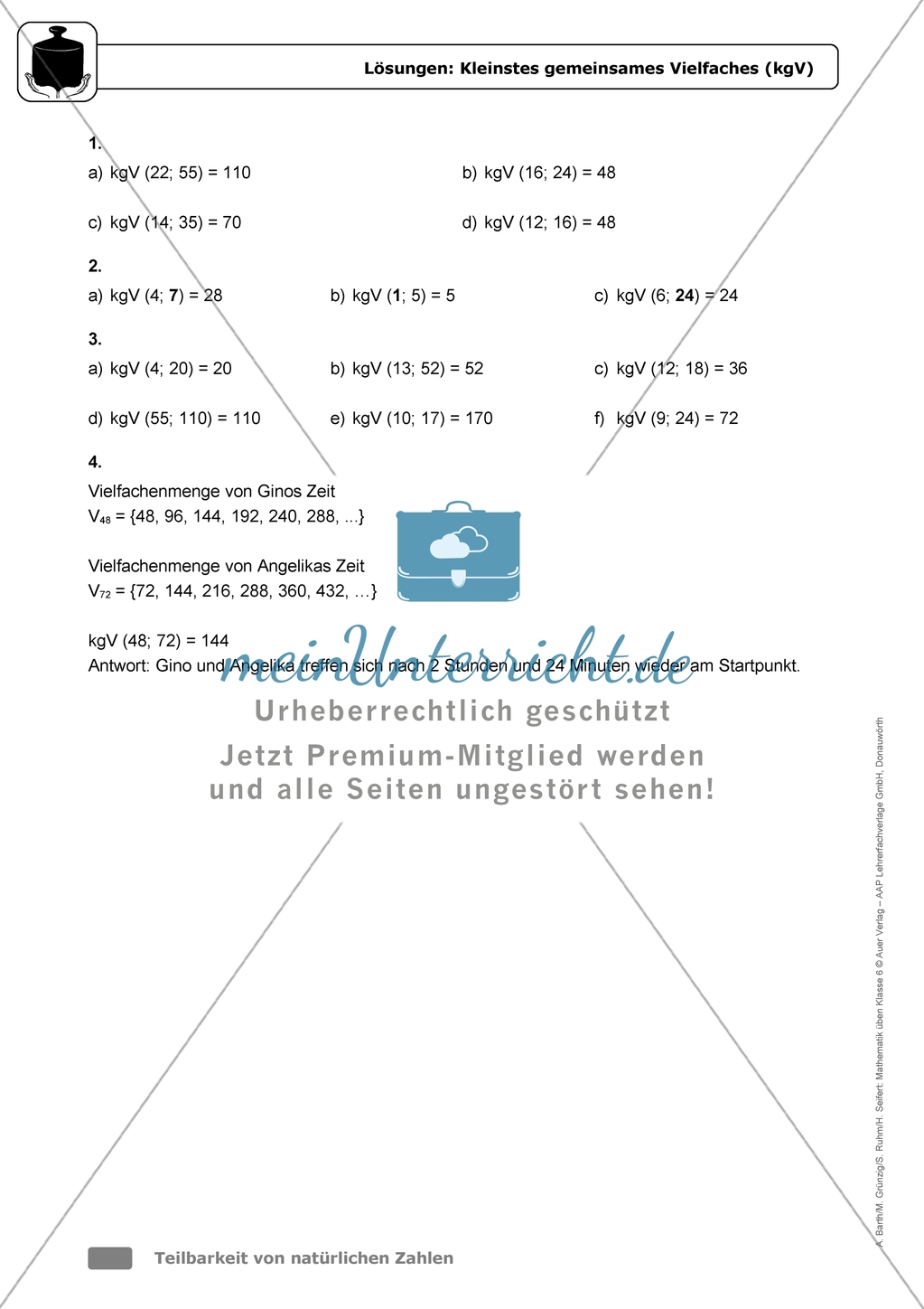 Übungsaufgaben mit Hinweisen und Lösungen für die Schülerinnen und Schüler zum Thema: