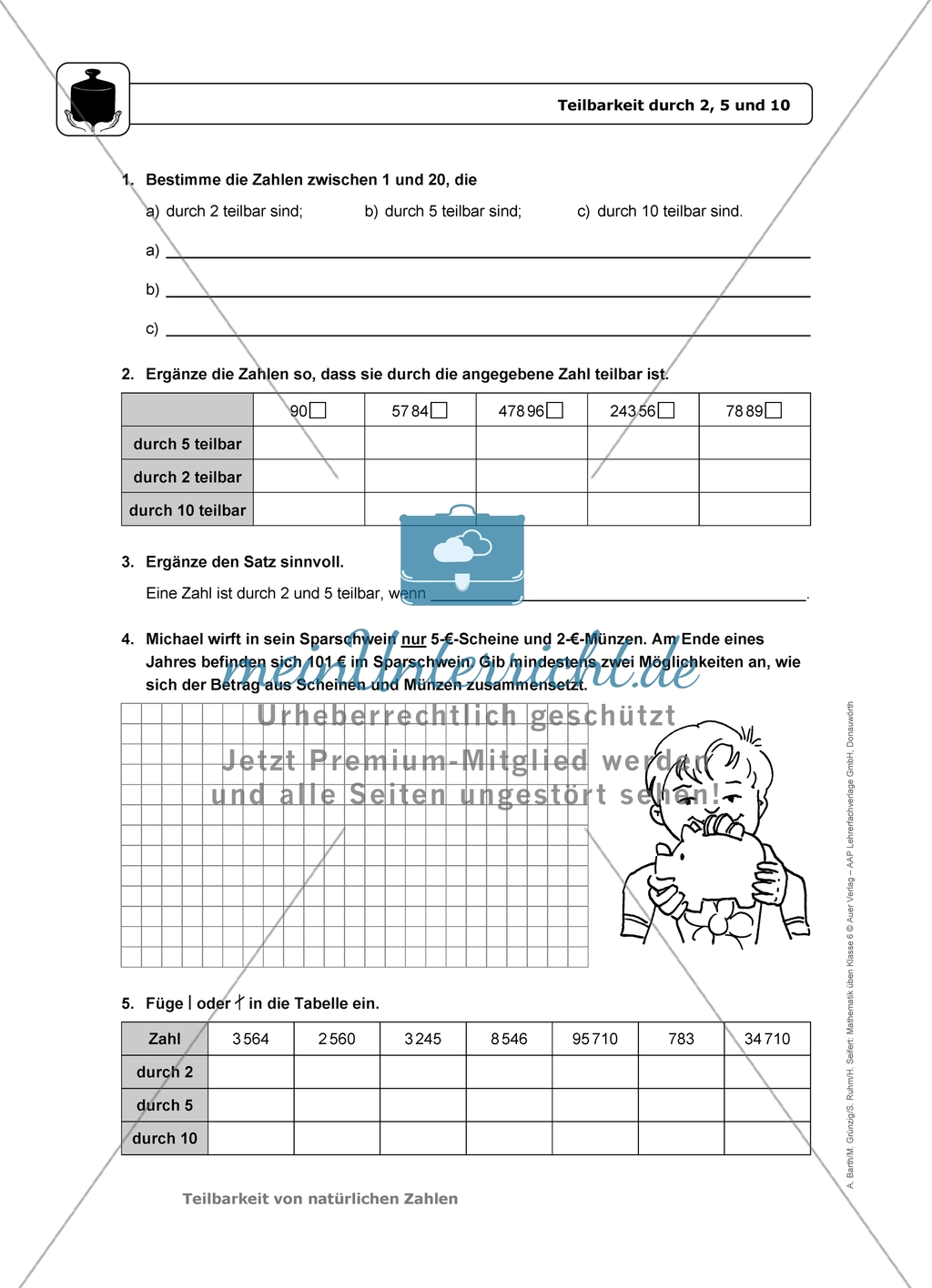Übungsaufgaben mit Hinweisen und Lösungen für die Schülerinnen und Schüler zum Thema: