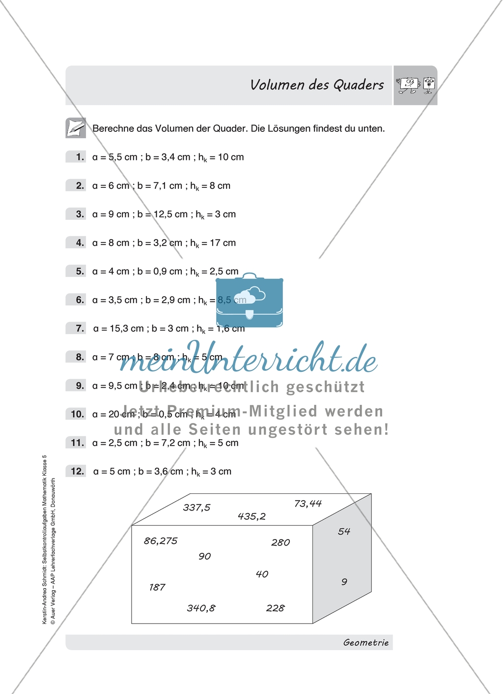 Aufgaben mit Lösungen zum Thema: