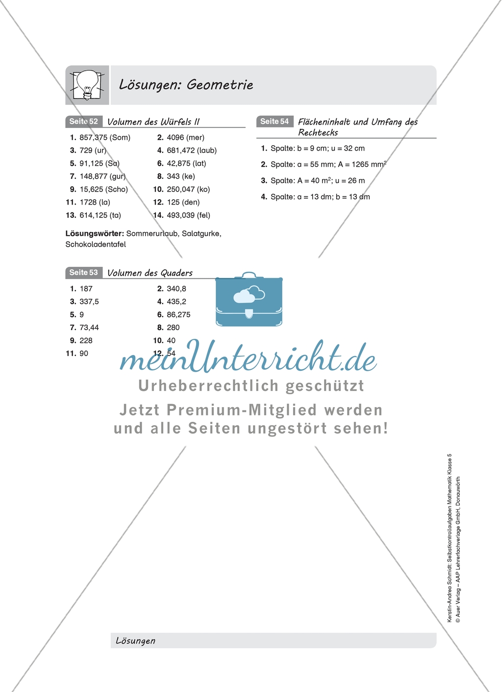 Aufgaben mit Lösungen zum Thema:
