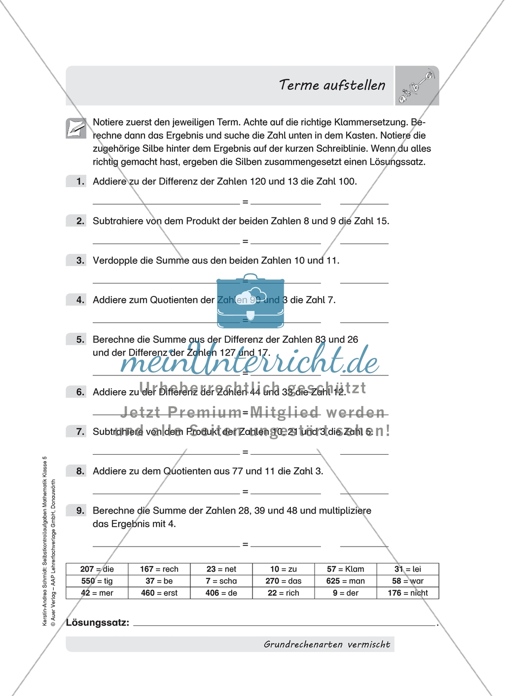 Aufgaben mit Lösungen zum Thema: