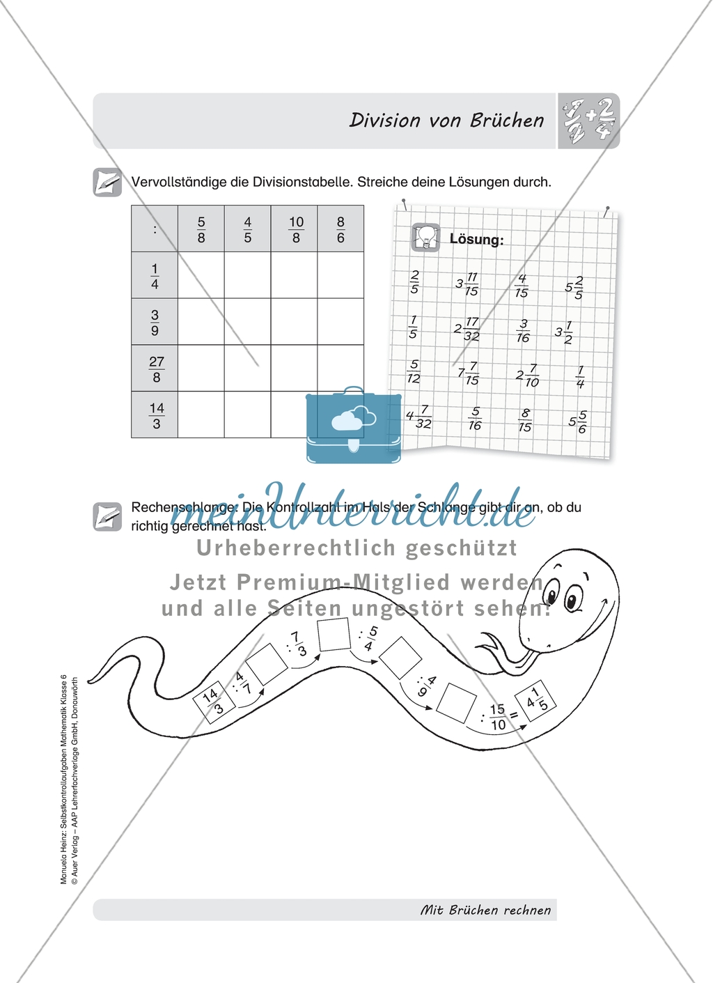 Aufgaben mit Lösungen zum Thema: