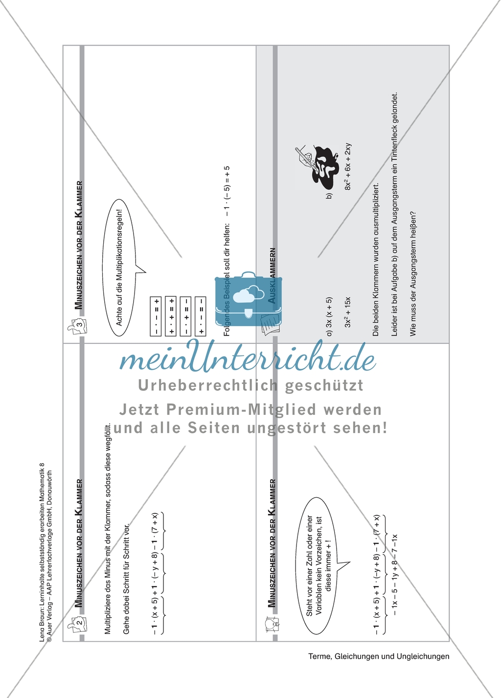 Materialien zur selbstständigen Erarbeitung des Themas: