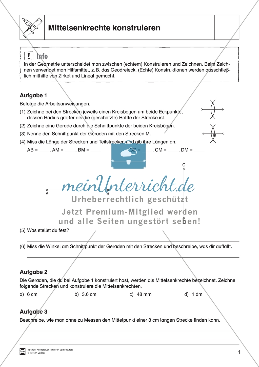 Aufgaben mit Lösungen rund um die Konstruktion von Dreiecken als Grundlage für die ebene Geometrie. Preview 1