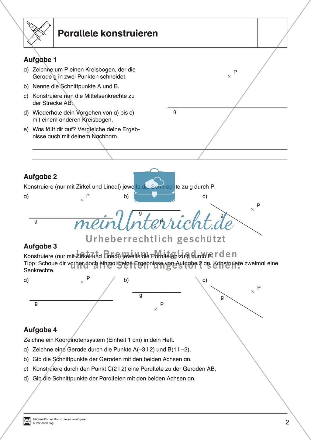 Aufgaben mit Lösungen rund um die Konstruktion von Dreiecken als Grundlage für die ebene Geometrie. Preview 2