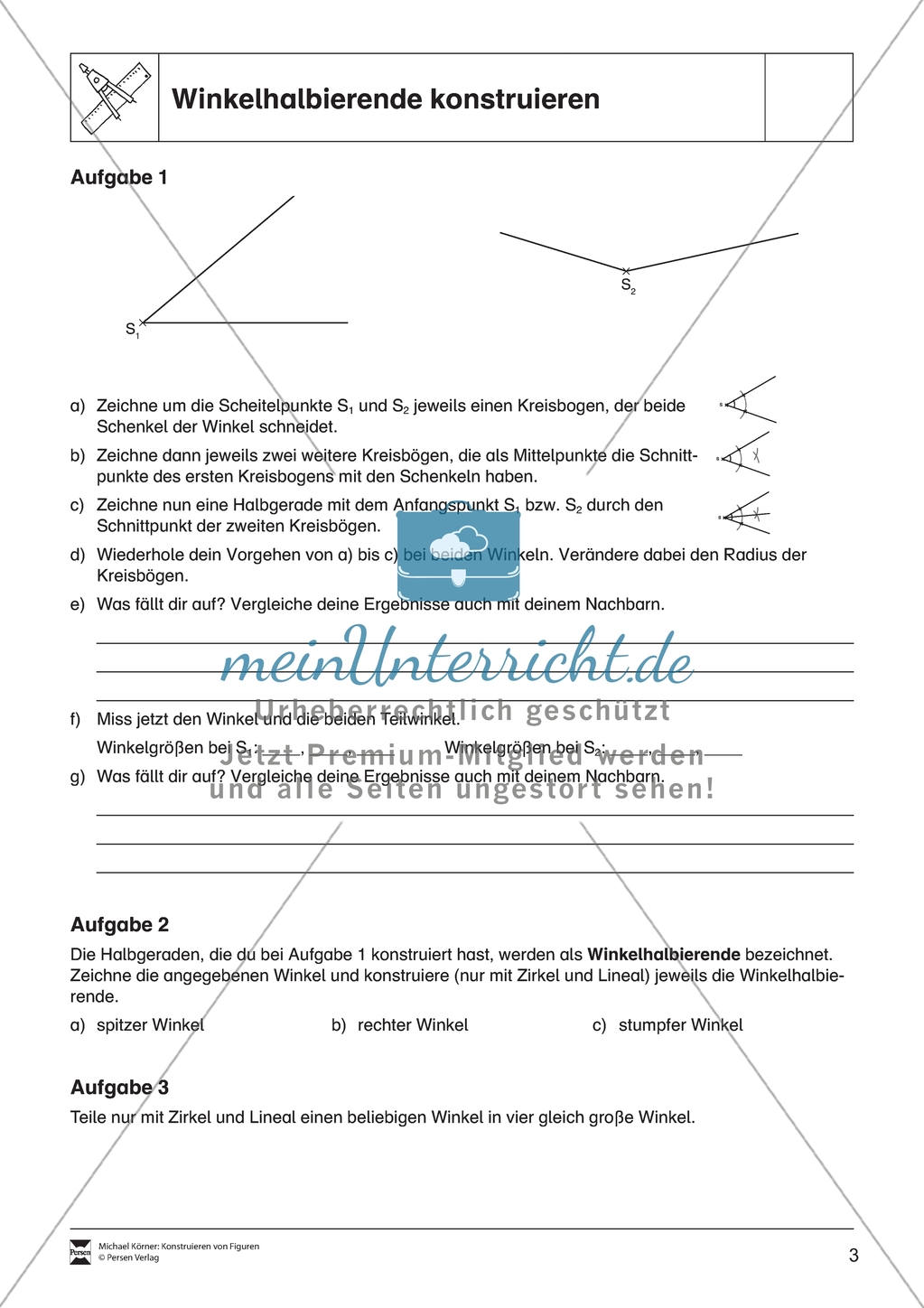 Aufgaben mit Lösungen rund um die Konstruktion von Dreiecken als Grundlage für die ebene Geometrie. Preview 3
