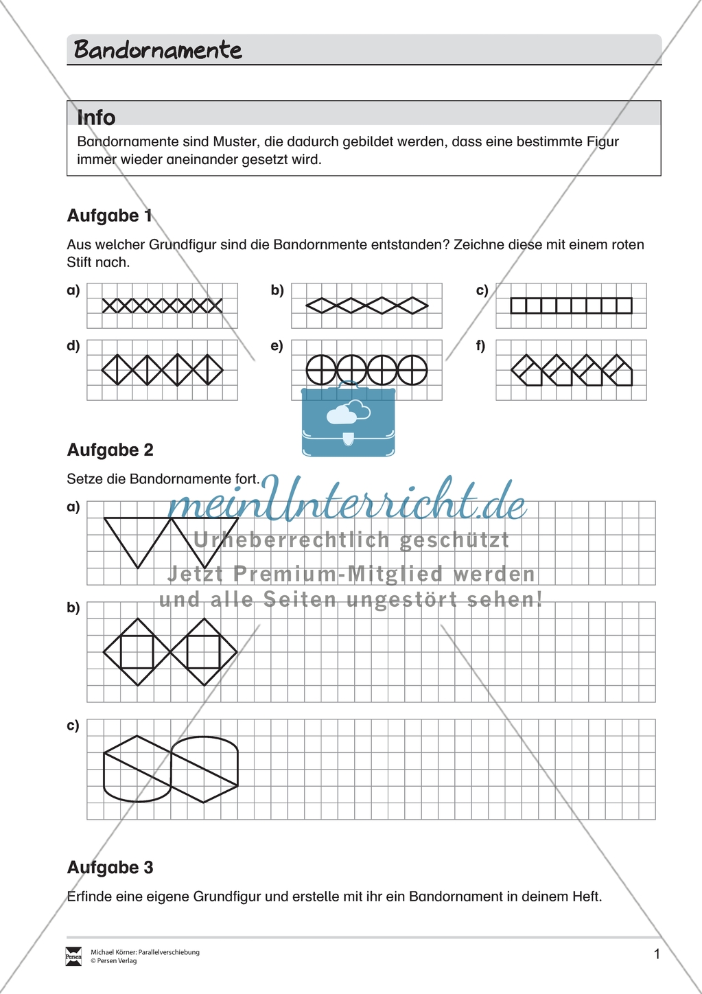 Aufgaben zum Thema: Parallelverschiebung