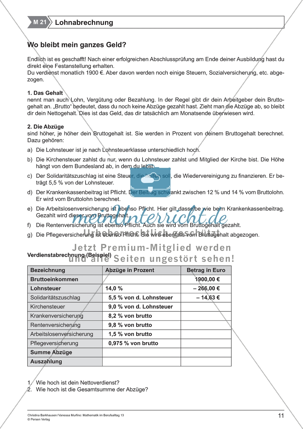 Materialien für eine Kurzeinheit zum Thema: