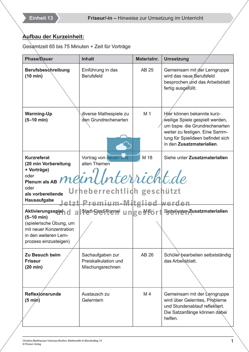 Materialien für eine Kurzeinheit zum Thema: