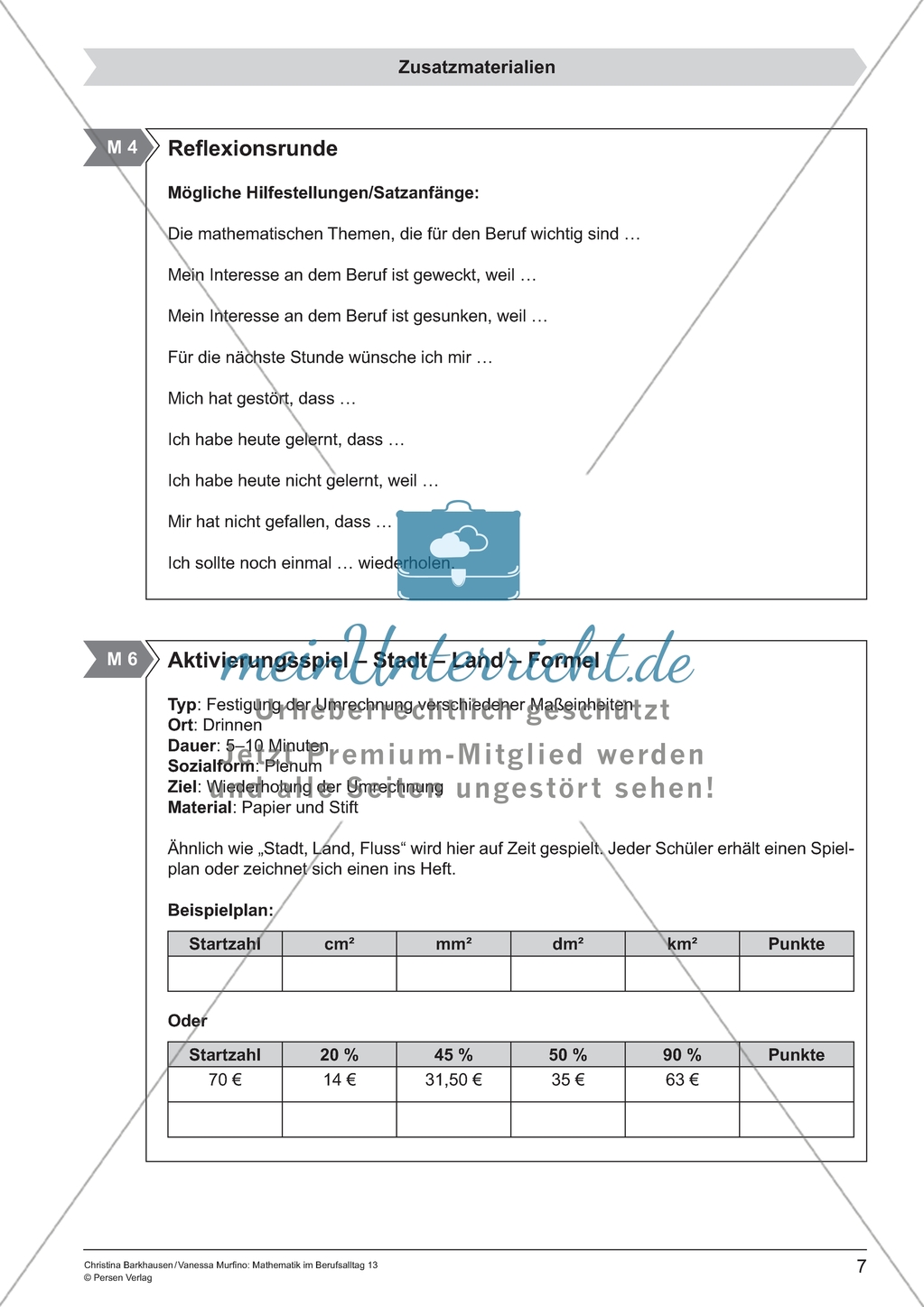 Materialien für eine Kurzeinheit zum Thema: