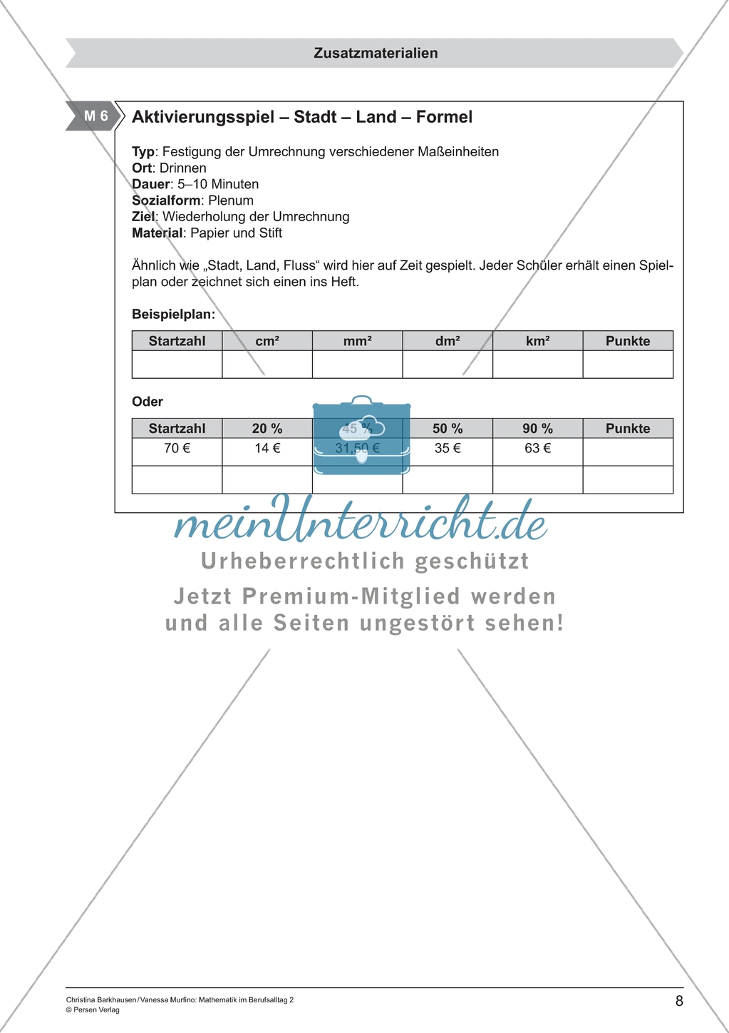 Materialien für eine Kurzeinheit zum Thema: