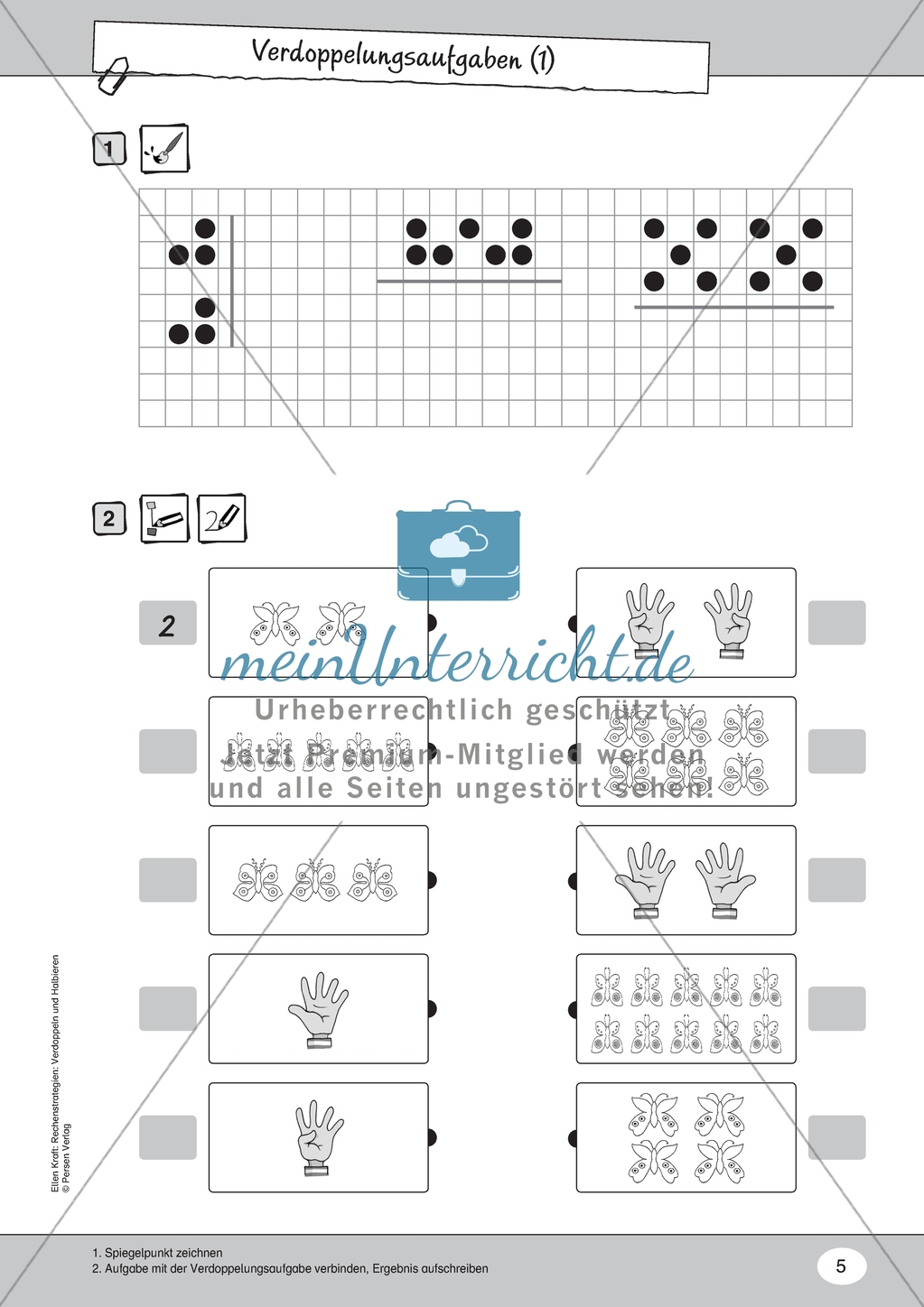 Verdopplungsaufgaben mit und ohne Zahlenfelder: Arbeitsmaterial Preview 1