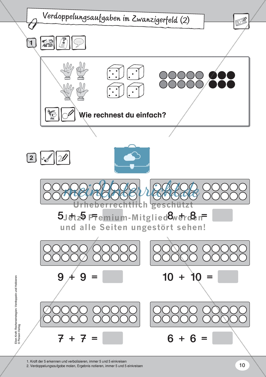 Verdopplungsaufgaben mit und ohne Zahlenfelder: Arbeitsmaterial Preview 6