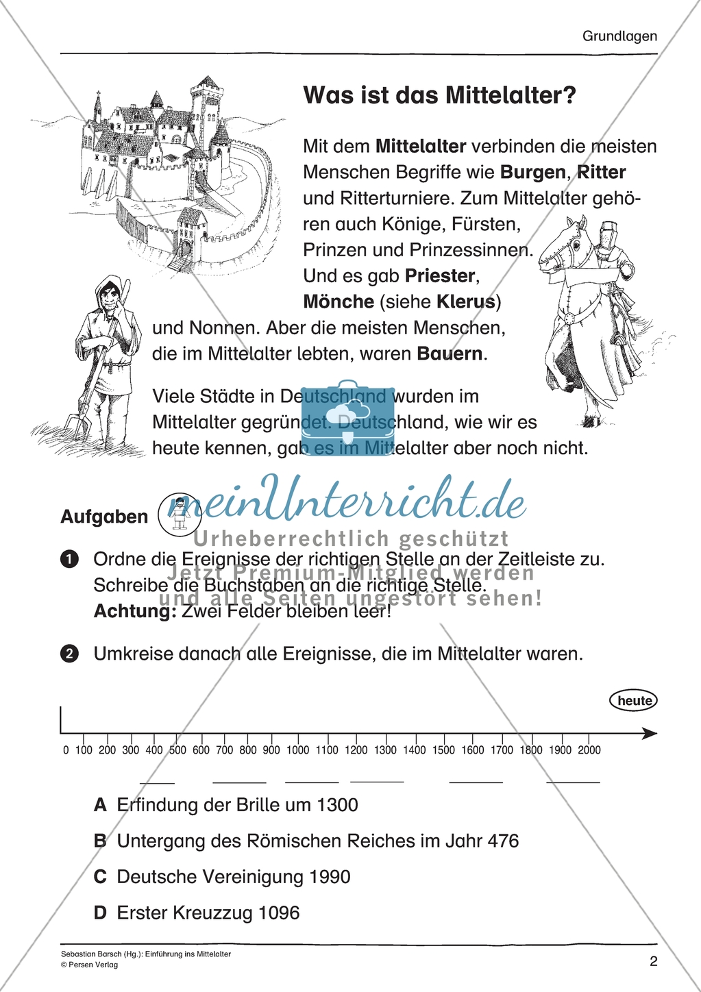 Mittelalter einfach und handlungsorientiert: Unterrichtseinheit Preview 2
