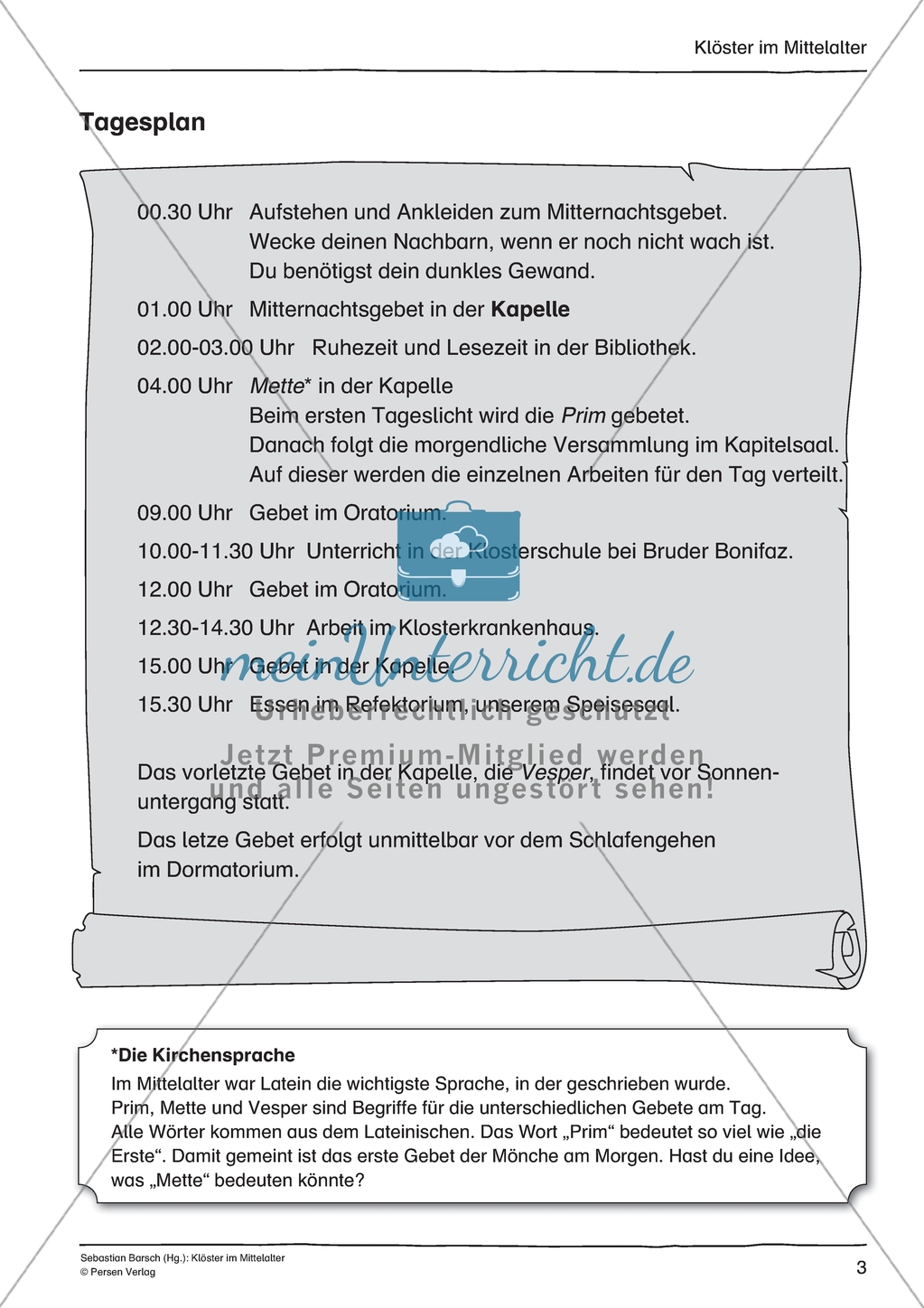 Kloster im Mittelalter: Unterrichtseinheit Preview 3